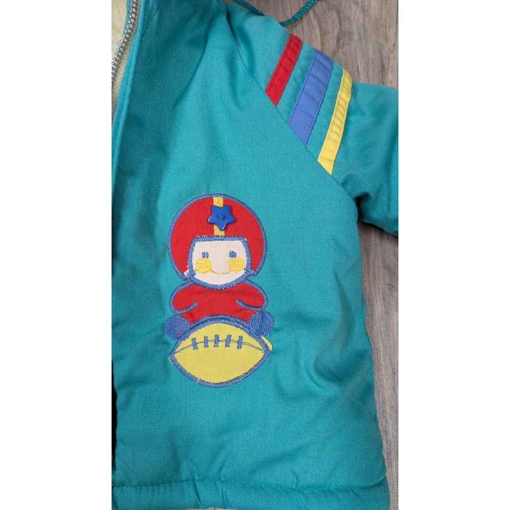 Weather Tamer Sherpa Lined Hooded Winter Jacket Kids 18 Months Football Patch - Picture 2 of 4